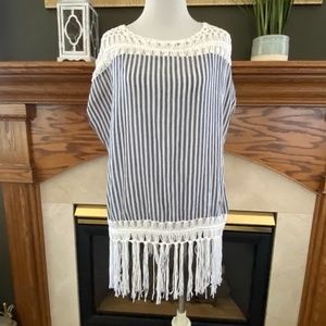 Steve Madden‎ Oversized Striped Fringe Top